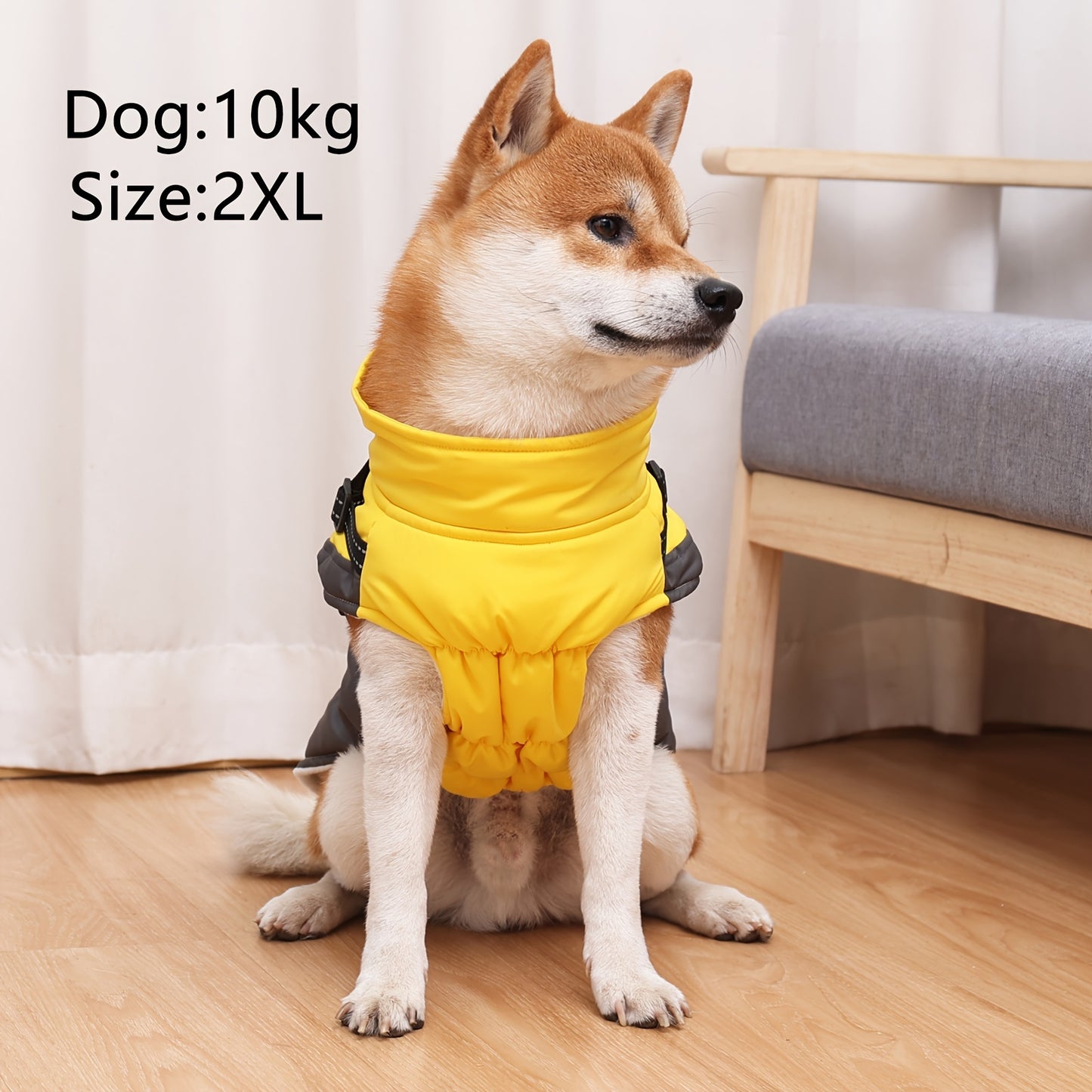 Reflective Waterproof Dog Jacket with Built-In Harness – Fleece-Lined, Warm, and Machine-Washable