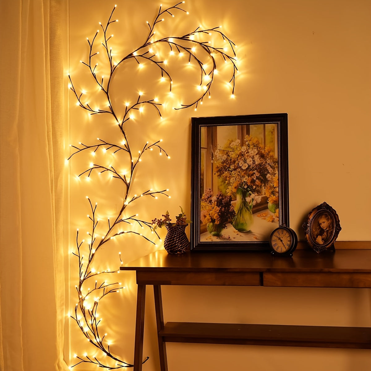 1Pc 72/96LEDS Bendable Willow Vine Lights, White Birch Tree Light, 8Modes Rattan Tree Decorative Light, Night Light, Indoor Atmosphere Decorative Light For Home Living Room, Party Festival, Perfect Gift For Birthday Christmas