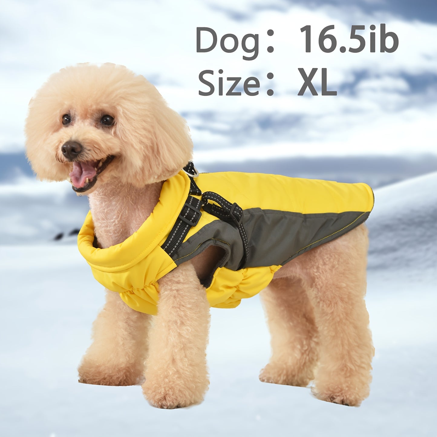 Reflective Waterproof Dog Jacket with Built-In Harness – Fleece-Lined, Warm, and Machine-Washable