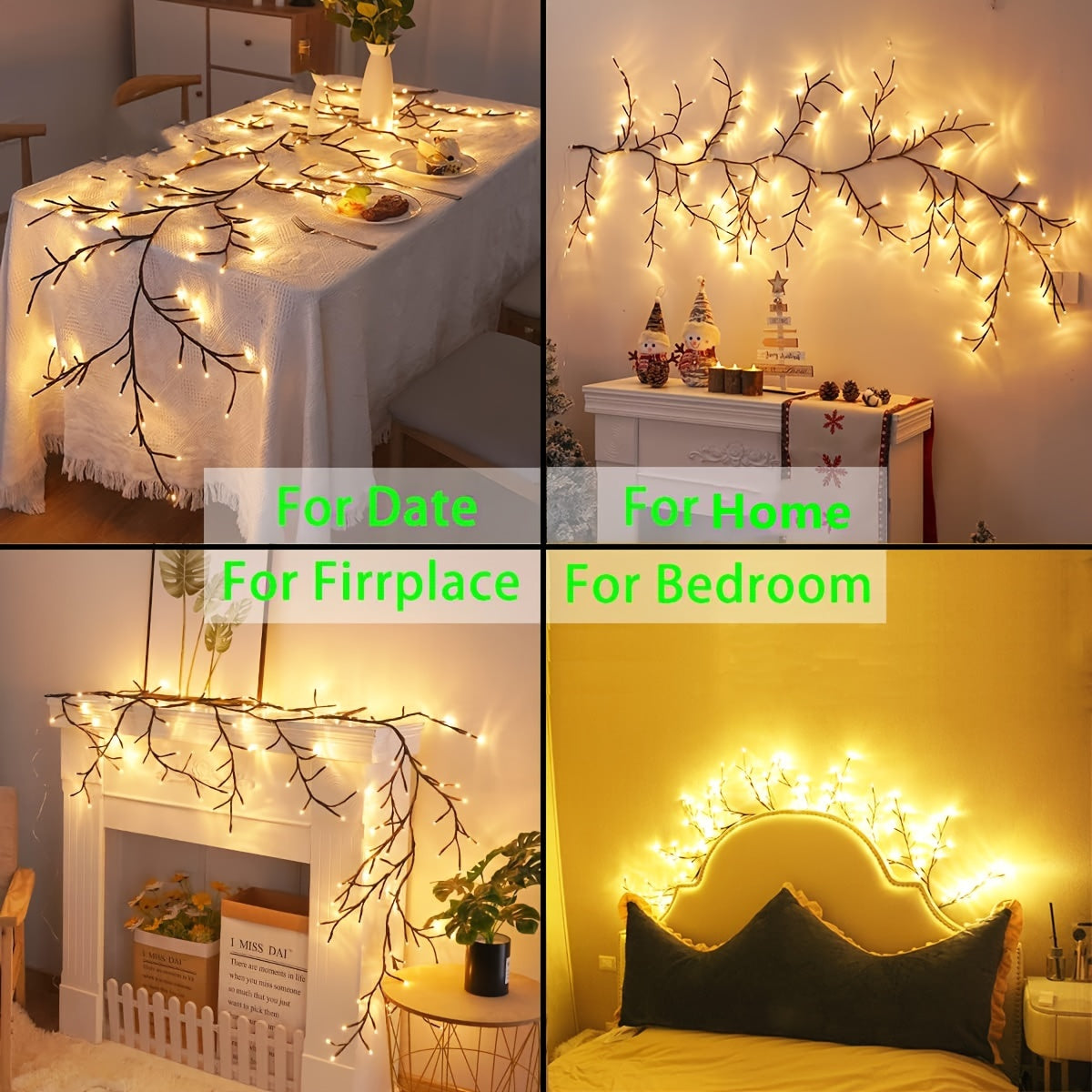 1Pc 72/96LEDS Bendable Willow Vine Lights, White Birch Tree Light, 8Modes Rattan Tree Decorative Light, Night Light, Indoor Atmosphere Decorative Light For Home Living Room, Party Festival, Perfect Gift For Birthday Christmas