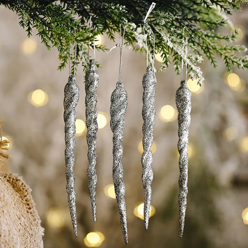 10pcs 13cm Christmas Simulation Ice Xmas Tree Hanging Ornament Fake Icicle Winter Party Christmas New Year Home Decoration 2023