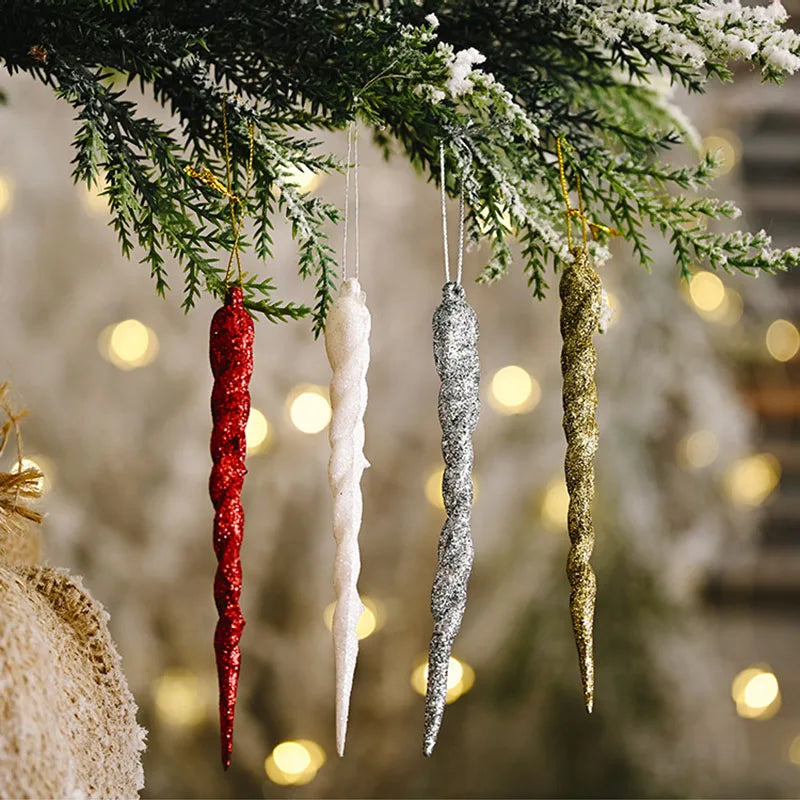 10pcs 13cm Christmas Simulation Ice Xmas Tree Hanging Ornament Fake Icicle Winter Party Christmas New Year Home Decoration 2023