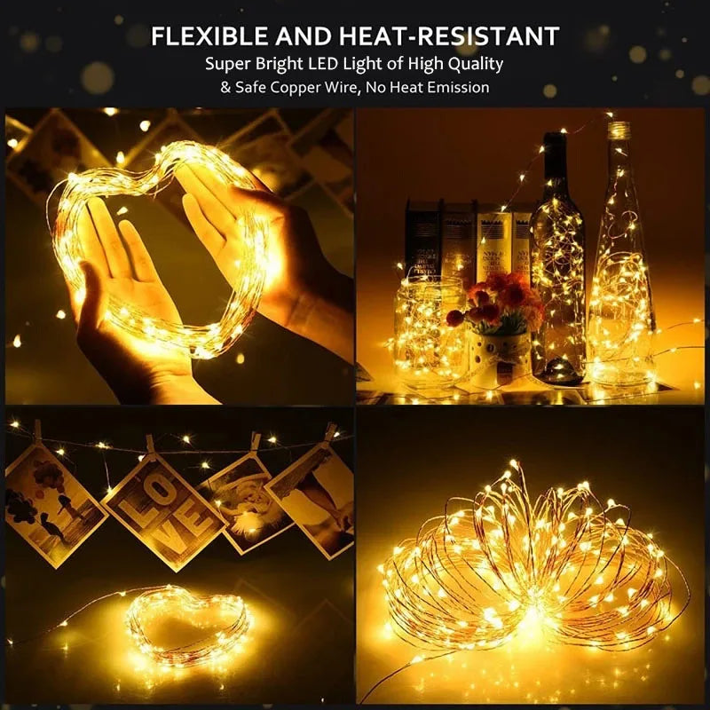 1-3M LED String Lights Warm White Fairy Lights Garland for Home Christmas Wedding Birthday Party Decoration Battery Powered Lamp