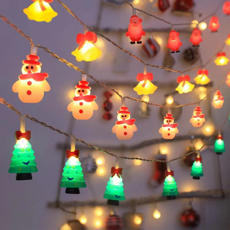 1.5/3M Christmas LED String Light Santa Claus Snowman Xmas Tree Ornaments 2024 Christmas Decoration For Home 2025 New Year Gift