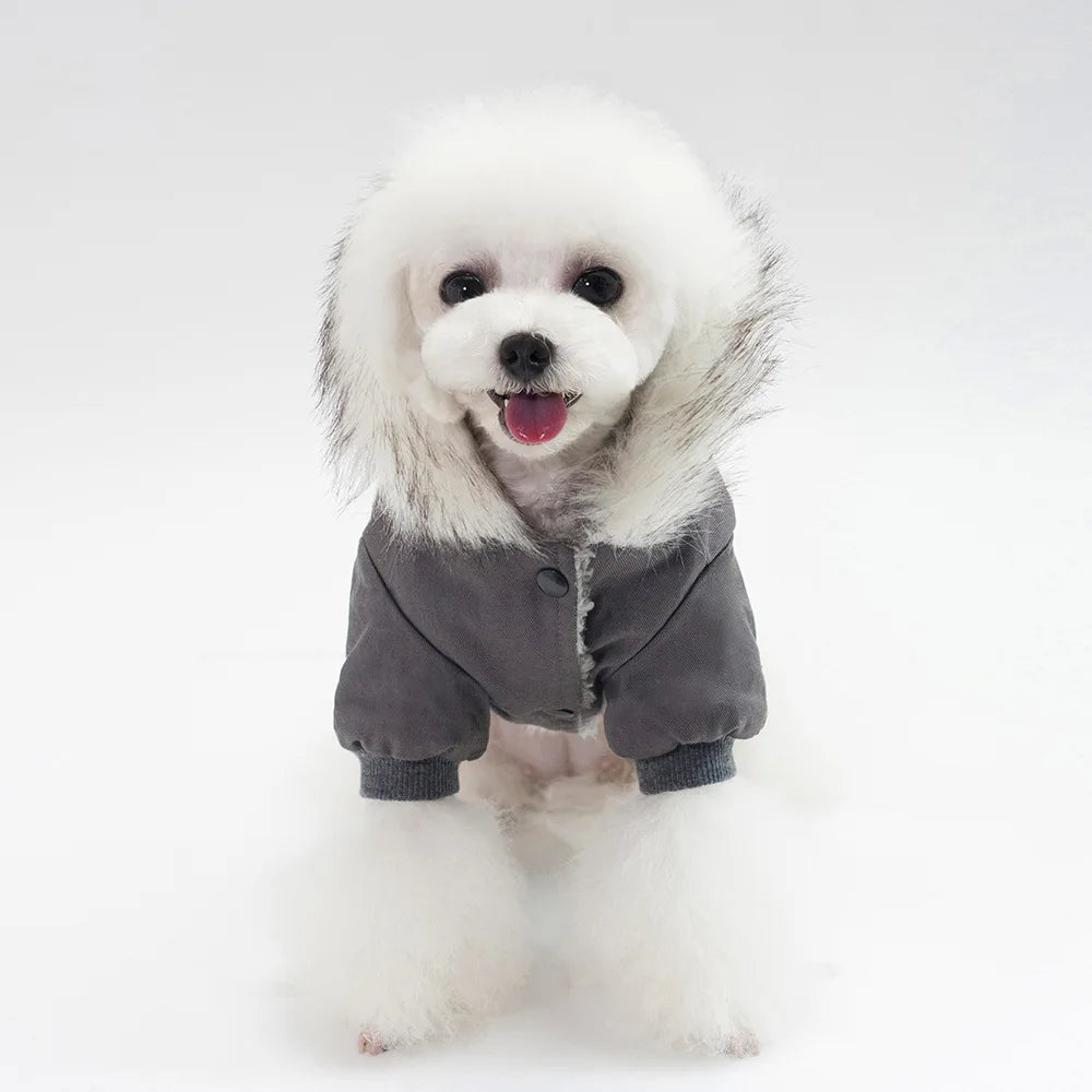 Cozy Winter Dog Jacket for Small & Medium Dogs - Furry Hoodie Coat for Yorkies, Chihuahuas, Shih Tzus & Puppies