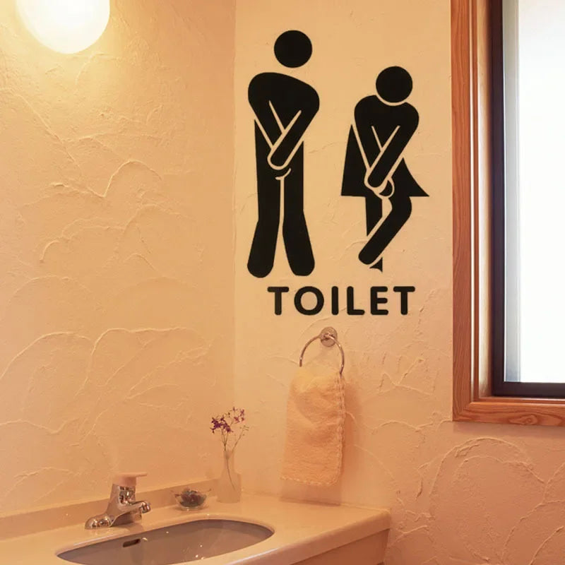 3/2/1Pc Bathroom Door Wall Stickers Toilet Sticker WC Entrance Sign Home Decoration Creative Black Pattern Wall Decals Wallpaper