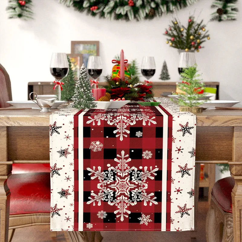 Linen Christmas Table Runner Snowman Xmas Tree Home Dining Table Cover Tablecloth 2024 Navidad Noel Christmas Decorations 2025