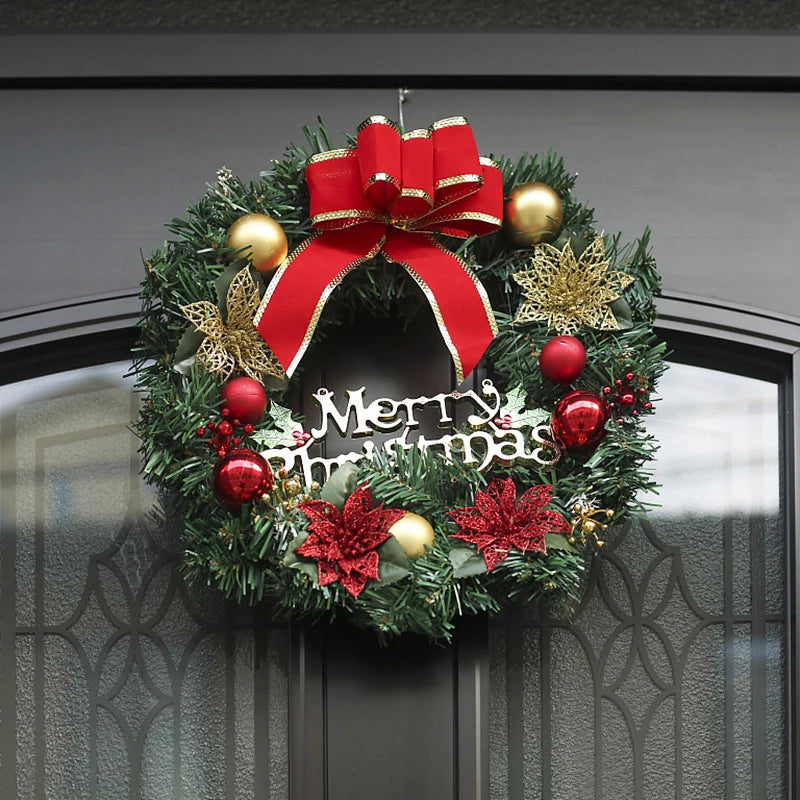 30cm Christmas Wreath Xmas Door Garland Hanging Oranments Merry Christmas Decoration For Home 2023 New Year Navidad Door Pendant