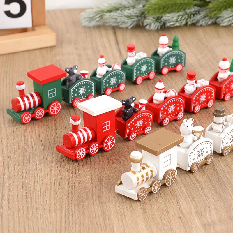 Christmas Wooden Train Merry Christmas Decorations for Home 2024 Xmas Tree Ornament  Navidad Noel Kids Gift Happy New Year 2025