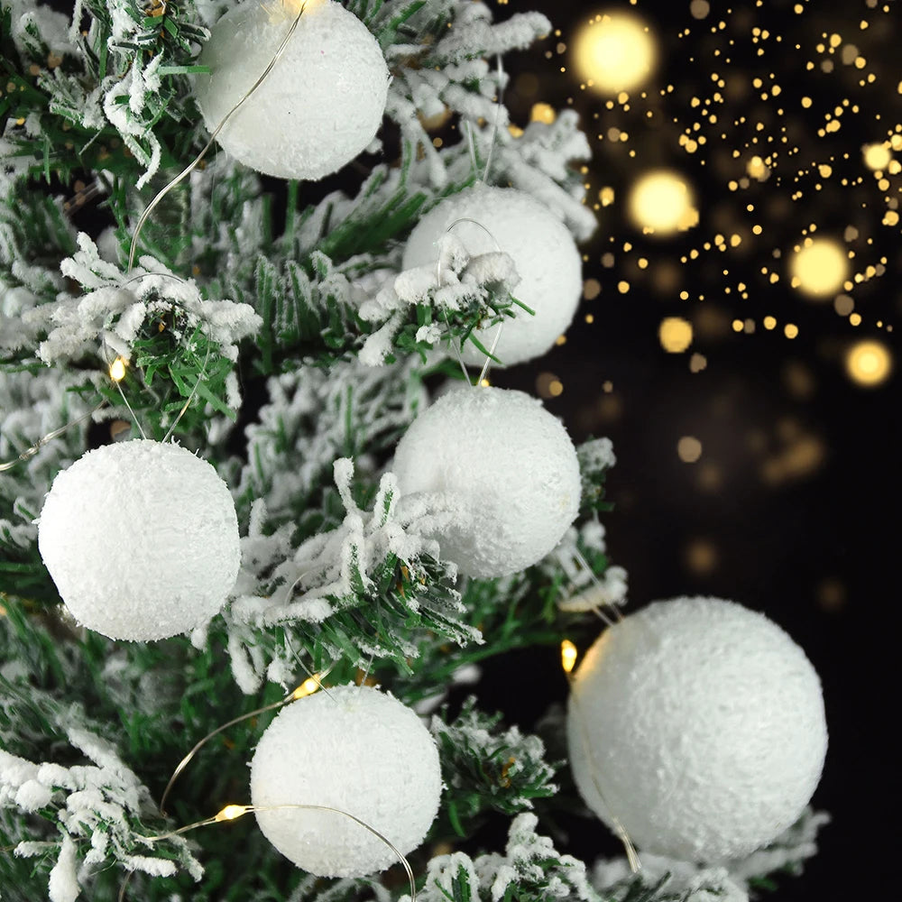 4-10cm White Christmas Ball Xmas Tree Hanging Ornament Pendants Round Foam Balls DIY Craft Navidad Decoration for Home New Year