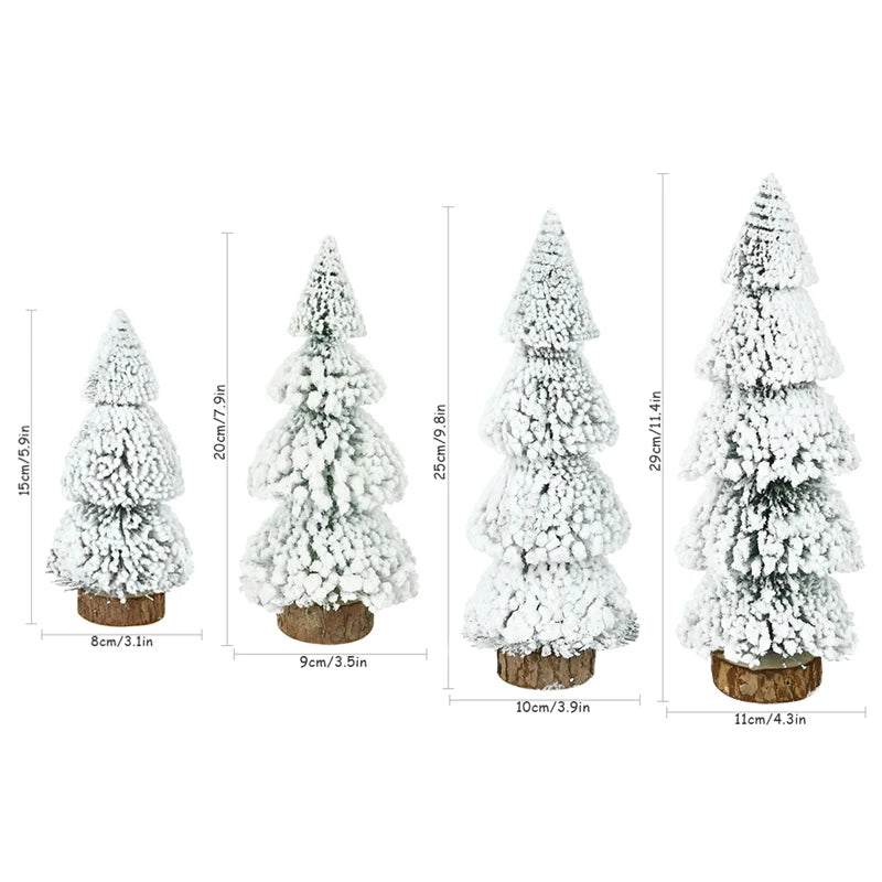 Mini Christmas Tree Ornaments Snow Pine Tree 2023 Christmas Decorations for Home Desktop Xmas Navidad New Year Gift DIY Crafts