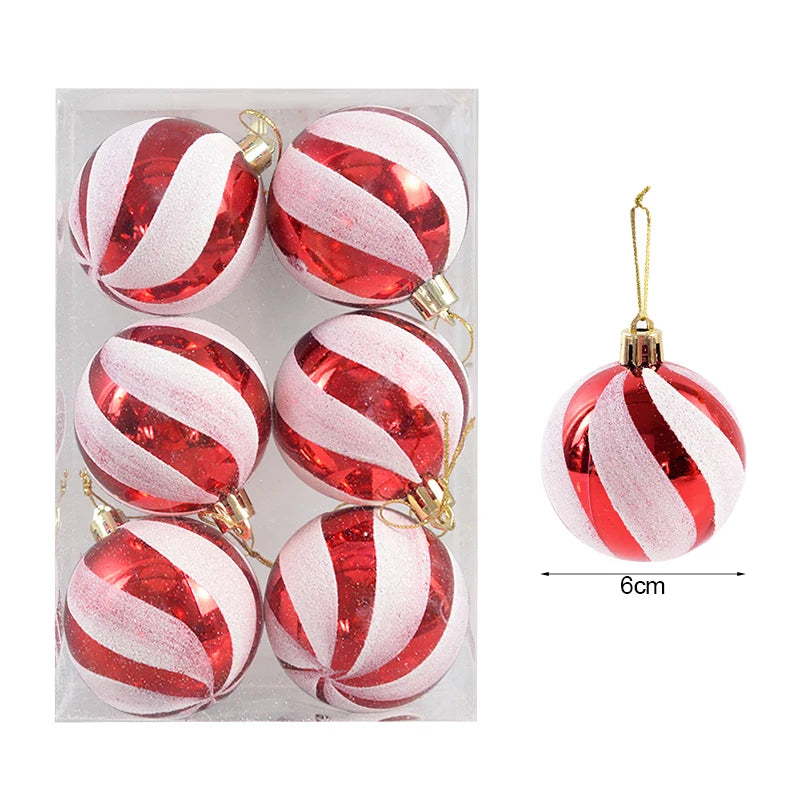 6Pcs/box 6cm Christmas Ball Ornaments Xmas Tree Hanging Pendant Christmas Decorations for Home 2024 Navidad Natal New Year Gift