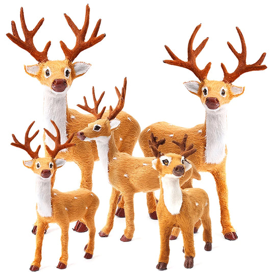 Christmas Reindeer Plush Elk Ornament Yard Garden Xmas Tree Decoration Simulated Animal Decor Christmas New Year Deer Figurines