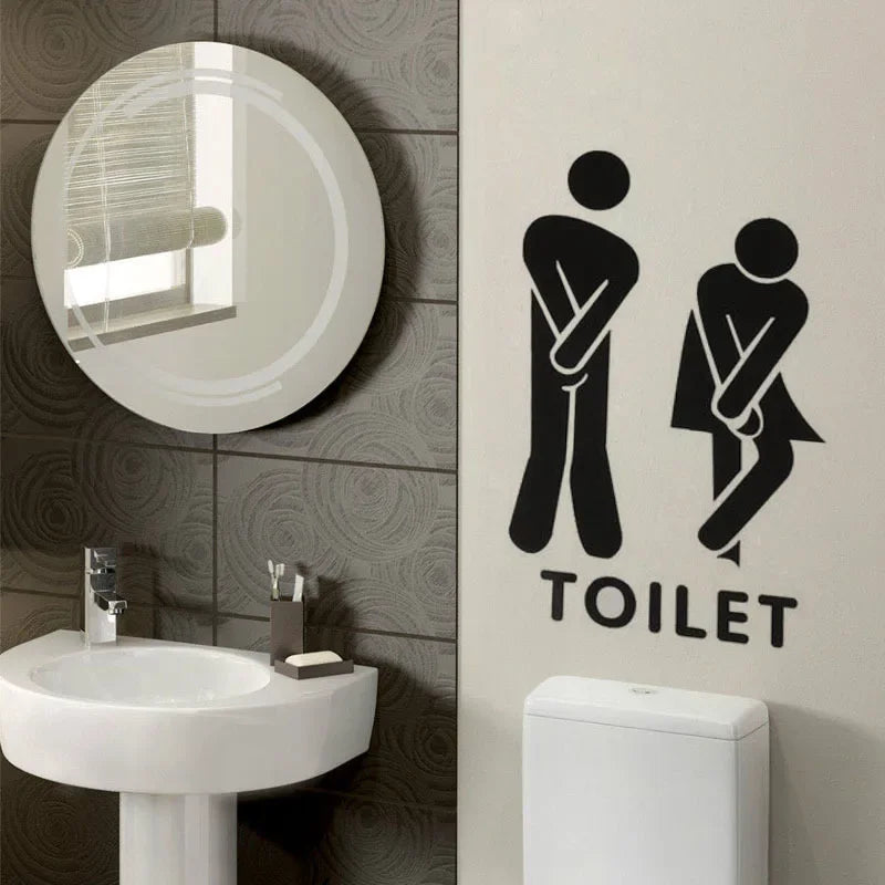 3/2/1Pc Bathroom Door Wall Stickers Toilet Sticker WC Entrance Sign Home Decoration Creative Black Pattern Wall Decals Wallpaper