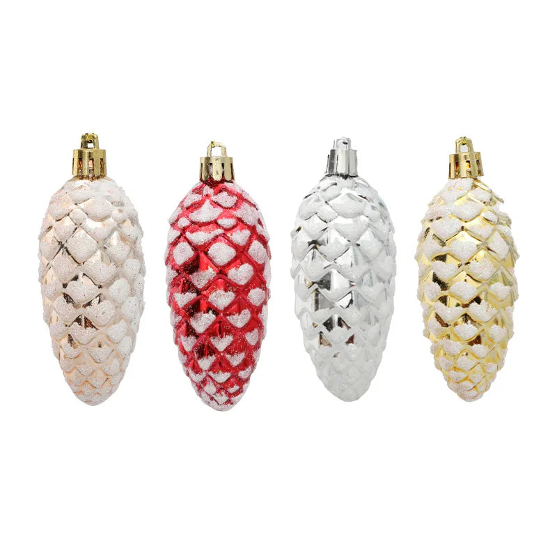 5Pcs Christmas Painted Pine Cone Balls Hanging Pendants Merry Christmas Tree Decoration for Home Xmas Ornament Gift Navidad 2024