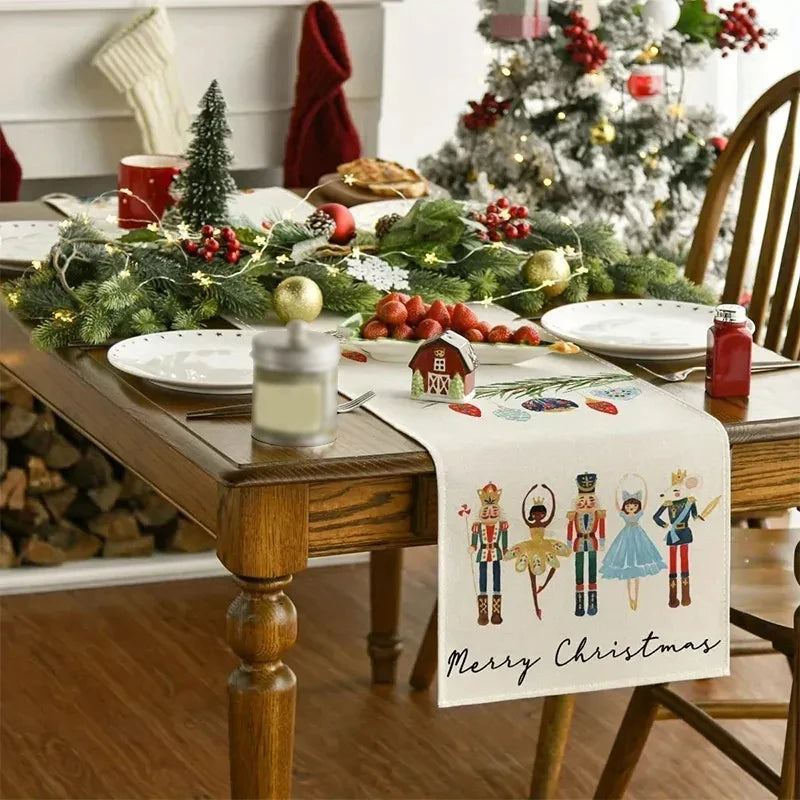 Linen Christmas Table Runner Snowman Xmas Tree Home Dining Table Cover Tablecloth 2024 Navidad Noel Christmas Decorations 2025