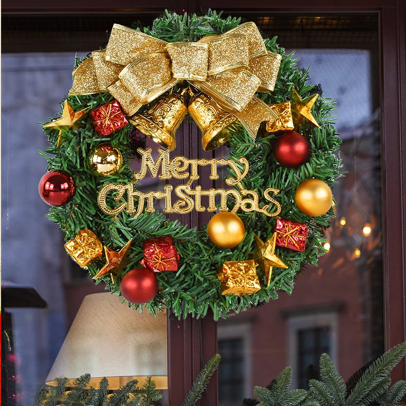 30cm Christmas Wreath Xmas Door Garland Hanging Oranments Merry Christmas Decoration For Home 2023 New Year Navidad Door Pendant