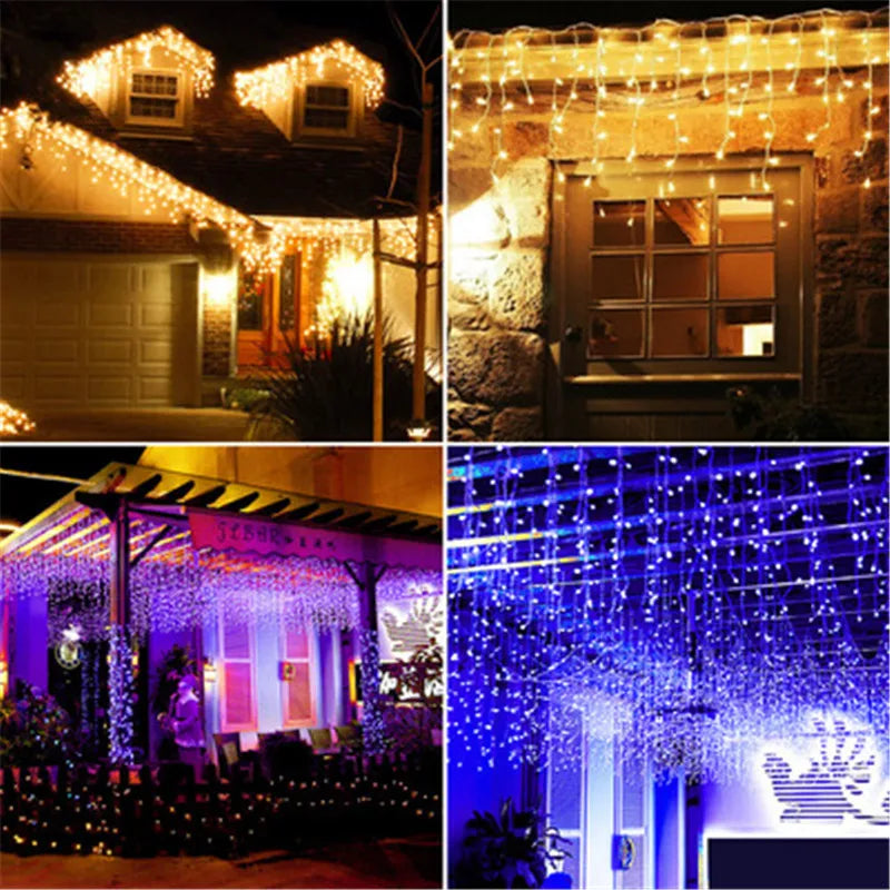 Christmas Decorations For Home Outdoor LED Curtain Icicle String Light Street Garland On The House Winter Christmas decorate