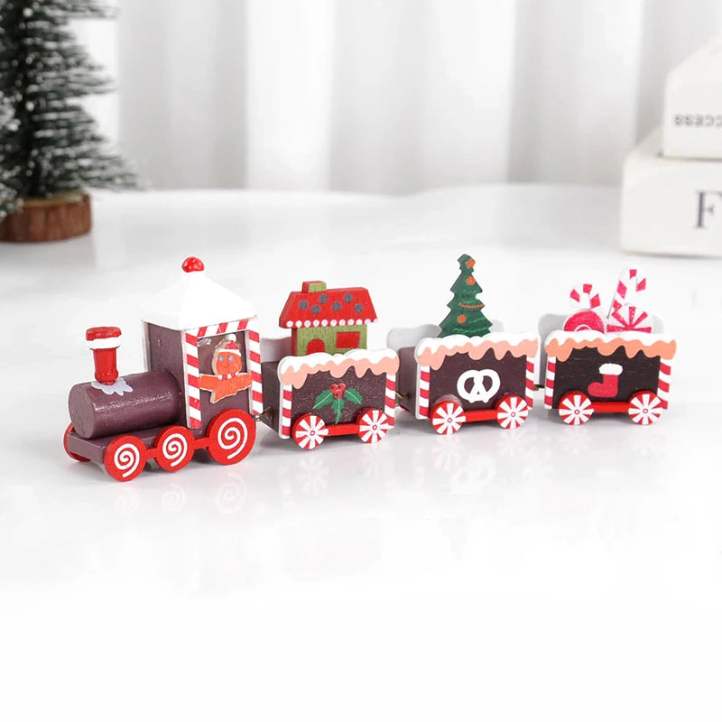 Christmas Wooden Train Ornament Merry Christmas Decoration For Home 2024 Xmas Kids Gifts Noel Natal Navidad New Year 2024