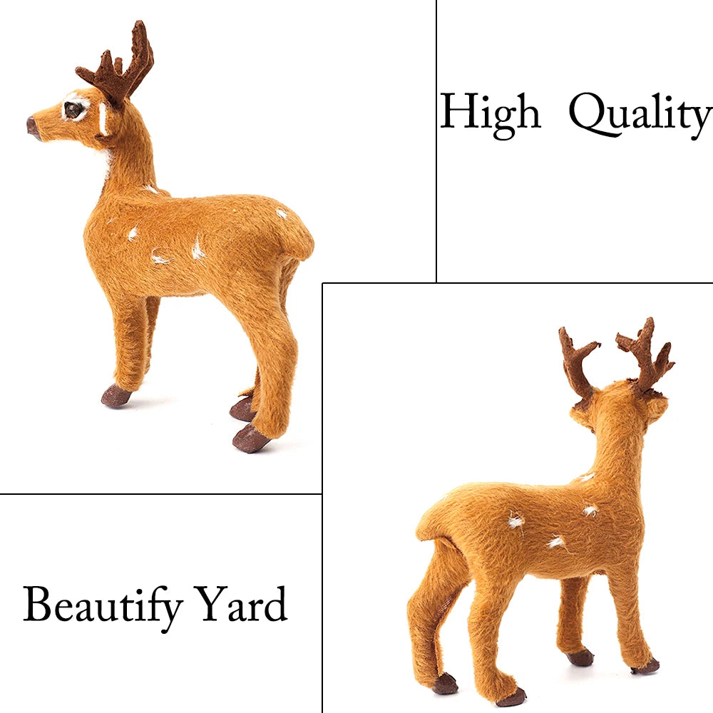 Christmas Reindeer Plush Elk Ornament Yard Garden Xmas Tree Decoration Simulated Animal Decor Christmas New Year Deer Figurines