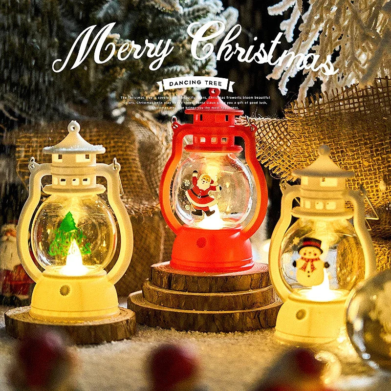 Christmas Night Light with Battery Santa Claus Christmas Tree Portable Lantern LED White Red Lamps Home Xmas Decoration Supplies