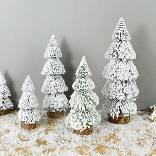 Mini Christmas Tree Ornaments Snow Pine Tree 2023 Christmas Decorations for Home Desktop Xmas Navidad New Year Gift DIY Crafts