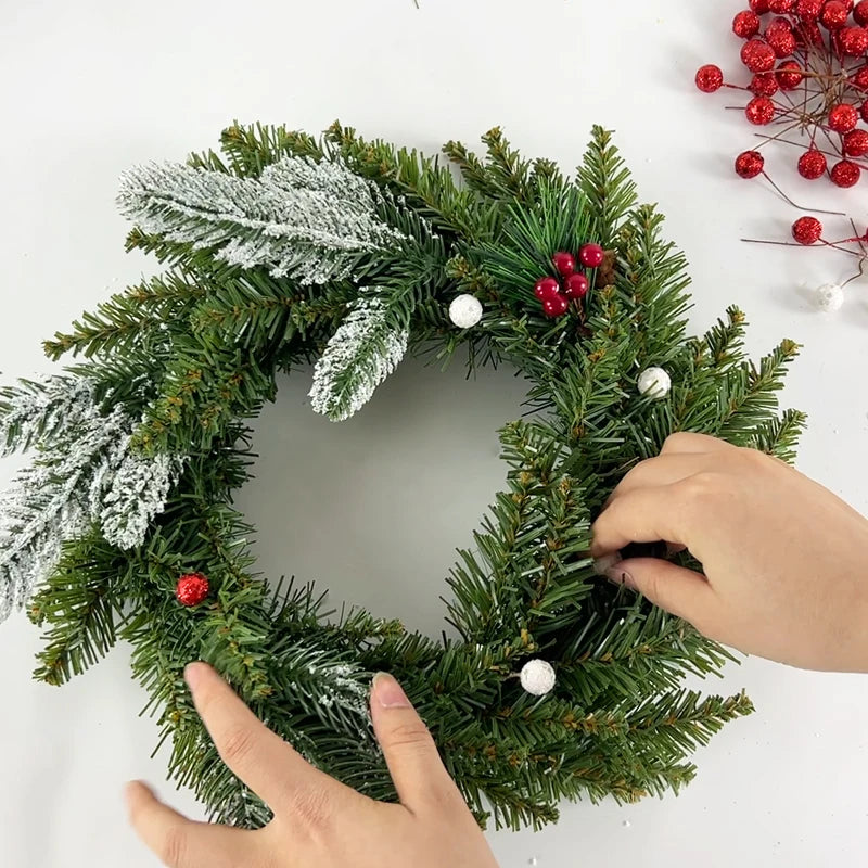 DIY Christmas Wreath Hanging Rattan Garland Ornaments 2023 Christmas Decorations for Home Front Door Navidad New Year 2024 Gift