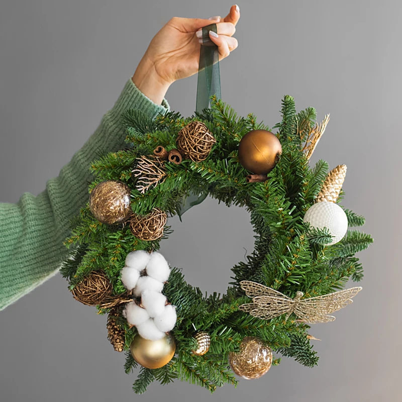 DIY Christmas Wreath Hanging Rattan Garland Ornaments 2023 Christmas Decorations for Home Front Door Navidad New Year 2024 Gift