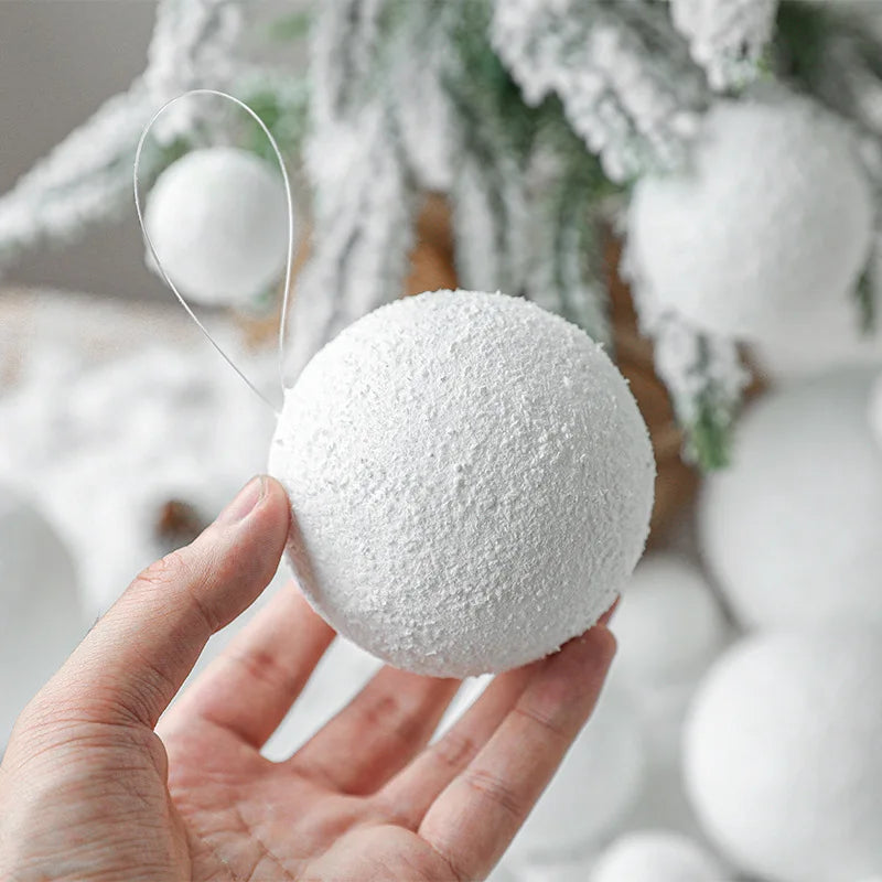 4-10cm White Christmas Ball Xmas Tree Hanging Ornament Pendants Round Foam Balls DIY Craft Navidad Decoration for Home New Year