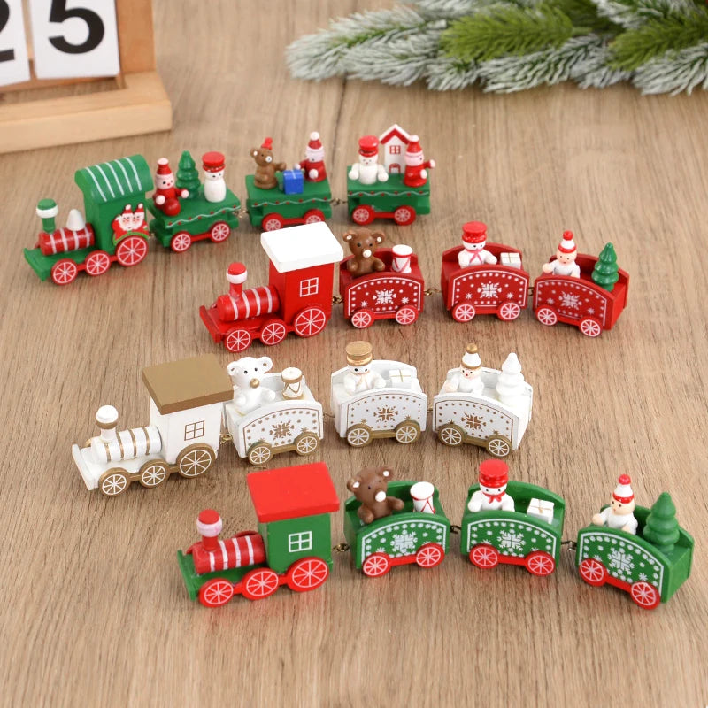 Christmas Wooden Train Ornament Merry Christmas Decoration For Home 2024 Xmas Kids Gifts Noel Natal Navidad New Year 2024