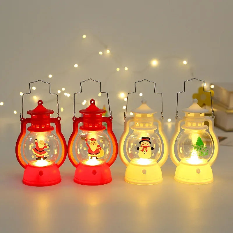 Christmas Night Light with Battery Santa Claus Christmas Tree Portable Lantern LED White Red Lamps Home Xmas Decoration Supplies