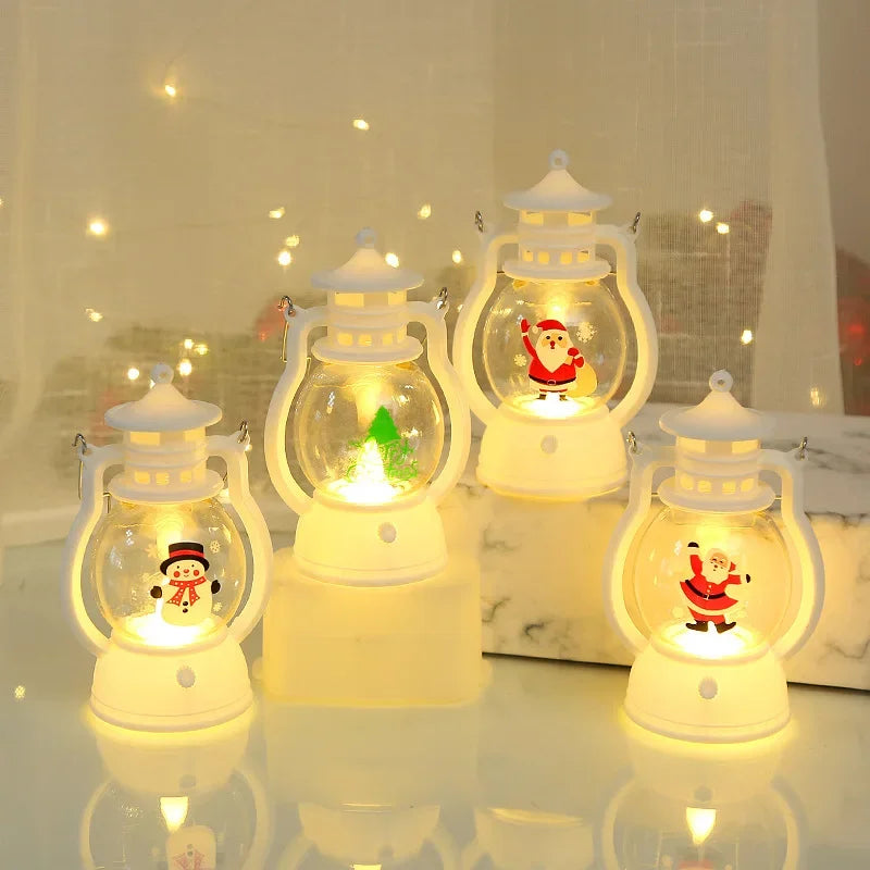 Christmas Night Light with Battery Santa Claus Christmas Tree Portable Lantern LED White Red Lamps Home Xmas Decoration Supplies