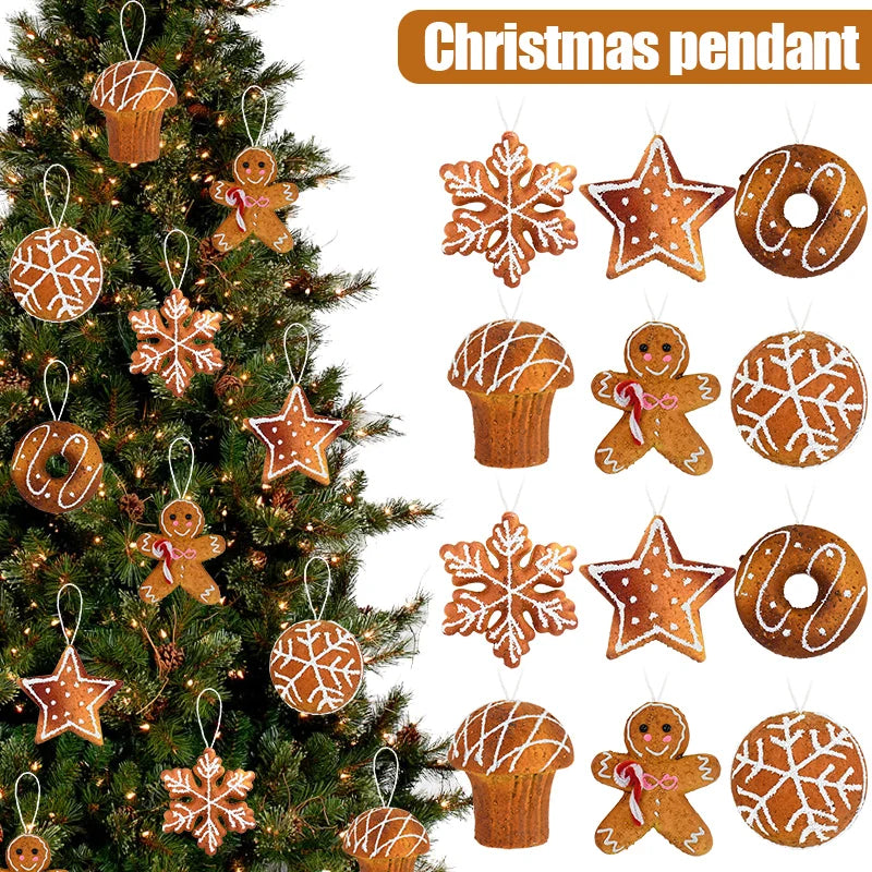 Christmas Tree Hanging Ornaments Foam Ball Snowflake Gingerbread Man Pendants 2024 Christmas Decorations For Home New Year 2025