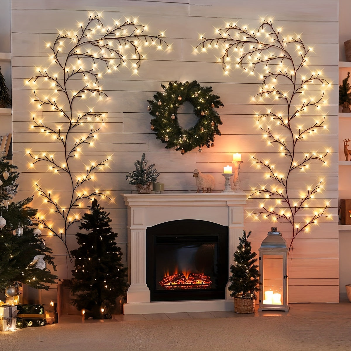 1Pc 72/96LEDS Bendable Willow Vine Lights, White Birch Tree Light, 8Modes Rattan Tree Decorative Light, Night Light, Indoor Atmosphere Decorative Light For Home Living Room, Party Festival, Perfect Gift For Birthday Christmas